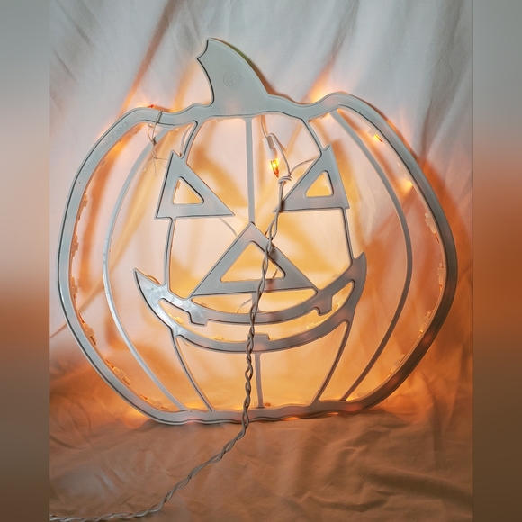 Lighted Halloween Pumpkin Window Wall Mounted Vintage 2001 Impact Plastics - Picture 5 of 6
